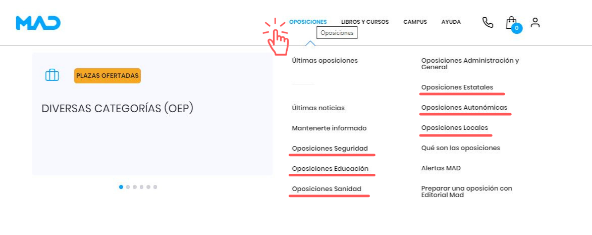 Menú oposiciones